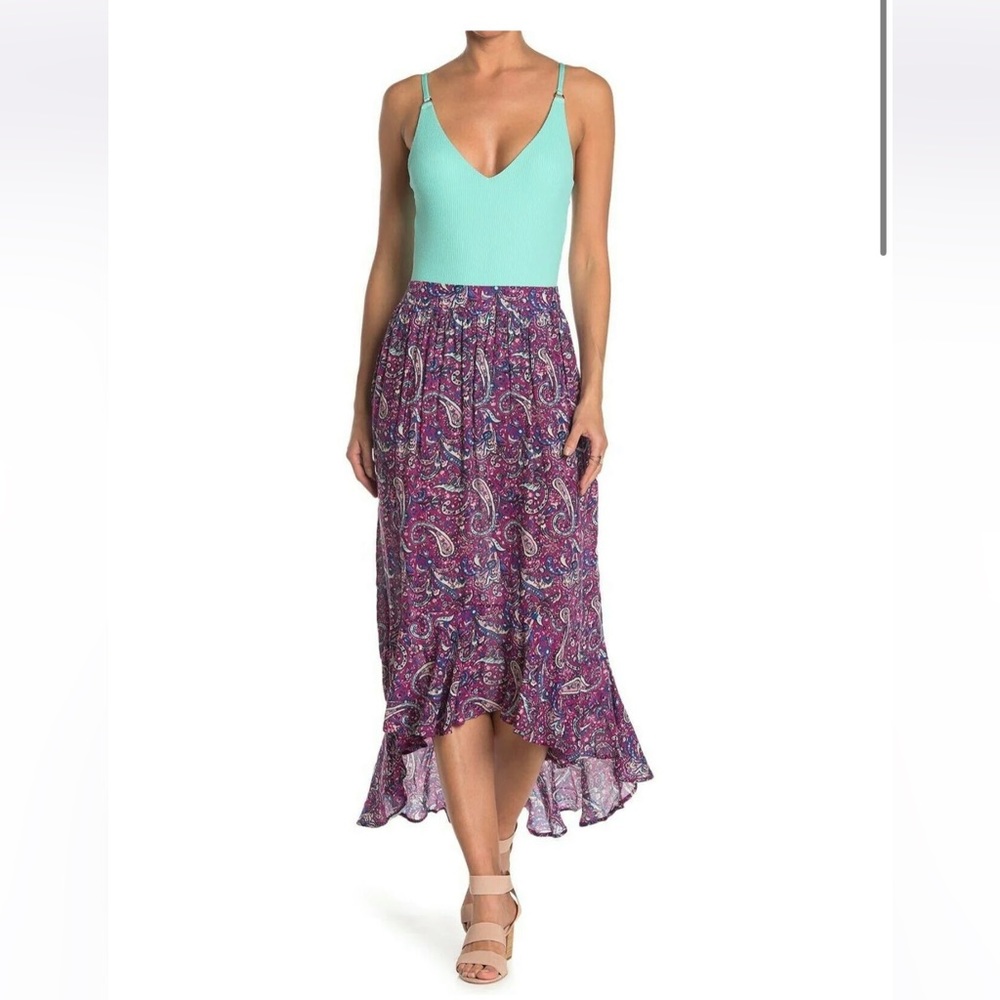 ' Nanette Lenore ' ruffled paisley high-low skirt, size L , NWT